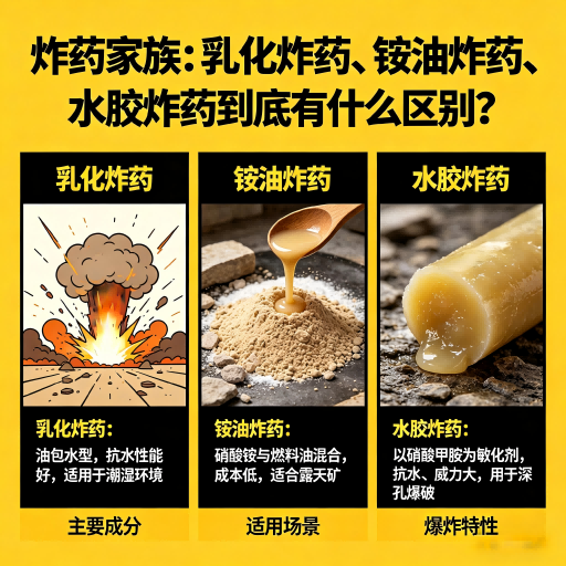 锡林浩特炸药家族：乳化炸药、铵油炸药、水胶炸药到底有什么区别？
